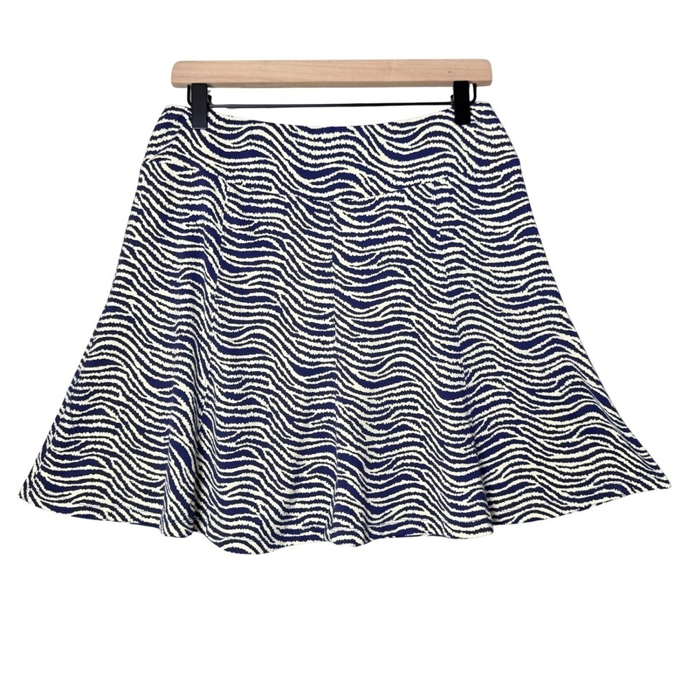 J. McLaughlin Womens Zebra Print Navy and Cream Unlined Flutter Hem Skirt size S